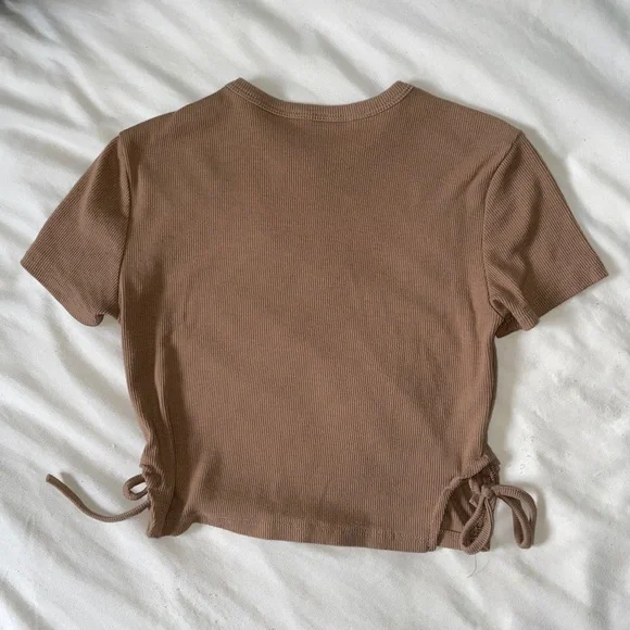 SHEIN • tan baby tee with side-tie detailing - Picture 2 of 5